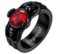 Custom4U Bague Squette Noir Prénom Pierre de Naissance Gravure Personnalisable 61.5 Cadeau pour Elle
