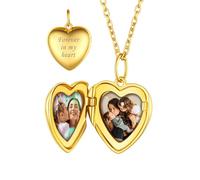 Custom4U Bijoux Collier Argent pour Femme avec 2 Photos Personnalisable Plaqué Or