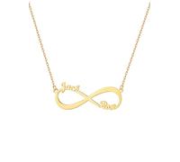 Custom4U Bijoux Collier Personnalisé 2 Prénoms Infini Plaqué Or Pendentif Ras de Cou Couple Nom Gravé Cadeau Amour Amitié Meilleure Amie