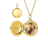 Custom4U Bijoux Collier Photo Personnalisé Plaqué Or Médaillon Argent 925 Cadeau Personnalisable pour Elle