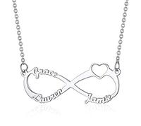 Custom4U Bijoux pour Elle Personnalisé Prénom Collier Infini Coeur avec 3 Prénoms Acier Inoxydable Cadeau Anniversaire pour Maman Femme Fille