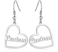 Custom4U Boucle d'oreille Prénom Personnalisé Plaqué Or/Acier Inoxydable/Argent 925 Bijoux Boucle doreille Pendant Nom Gravé Cadeaux Presonnalisable pour Femme Fille (Boite Cadeau)