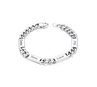 Custom4U Bracelet Cubain Personnalisé pour Hommes, Largeur 5/7/9mm 1-6 Noms Gravés Acier Inoxydable Chaîne Personnalisée Argent/Plaqué Or/Noir Bracelet Cadeau Bijou pour Papa Mari Fils Garçon 17-23cm