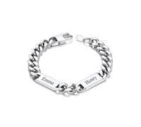 Custom4U Bracelet Cubain Personnalisé pour Hommes, Largeur 5/7/9mm 1-6 Noms Gravés Acier Inoxydable Chaîne Personnalisée Argent/Plaqué Or/Noir Bracelet Cadeau Bijou pour Papa Mari Fils Garçon 17-23cm