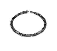 Custom4U Bracelet Cubains Personnalisé pour Hommes, Largeur 9mm Acier Inoxydable Noir Chaîne Personnalisée Bracelet avec 3 Noms Gravés Bijoux Cadeaux pour Hommes Papa Mari Père 21cm