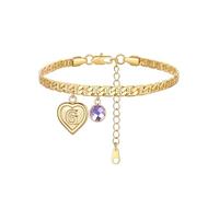Custom4U Bracelet de Cheville Femme, Grande Taille Étanche Coeur Initiales Personnalisées, Délicat et Durable, Chaine de Cristal Personnalisé, Bracelet de Cheville Pour L'Amitié