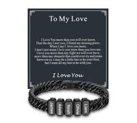 Custom4U Bracelet Noir Personnalisé pour Hommes, 1-8 Noms Gravés Acier Inoxydable Chaîne Cubaine, Chaîne Poignet Personnalisé Pour Mon Amour Cadeau Bijou pour Homme Papa Mari Père