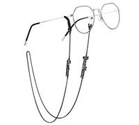 Custom4U Chaîne à Lunette Personnalisable Chaîne de Lunette Noire Personnalisé 2 Prénoms Lanière de Masque Cadeau Femme Homme