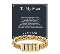 Custom4U Chaîne Cubaine Bracelet avec 1-8 Noms Gravés, Personnalisé Acier Inoxydable Plaqué Or 18K Lien Cubain Bracelet Pour Mon Homme Cadeau Bijou pour Papa Mari Père