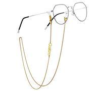 Custom4U Chaîne Lunettes avec Prénom Gravé Lanière de Masque Personnalisable Chaîne de Lunette Plaqué Or Femme Homme