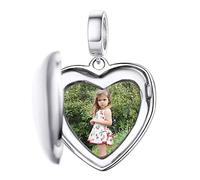 Custom4U Charm Photo Personnalisé Breloque pour Bracelet Charme Coeur/Arbre de Vie Argent 925/Plaqué Or,Pendentif avec Photo Gravé Perle Beads Bijoux Cadeau Anniversaire Maman Femme Fille