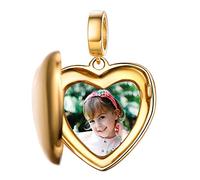 Custom4U Charm Photo Personnalisé Breloque pour Bracelet Charme Coeur/Arbre de Vie Argent 925/Plaqué Or,Pendentif avec Photo Gravé Perle Beads Bijoux Cadeau Anniversaire Maman Femme Fille