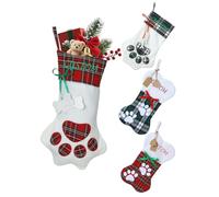 Custom4U Chaussettes de Noël personnalisée Prenom Nom - Grand Bas de Xmas pour Chat/Chien en Forme de Patte/Os - Chaussette de Noël a Suspendre Décoration pour Cheminée Fête Familiale - 1 Pièce