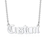 Custom4U Collier Alphabets Gothiques Prénom Personnalisé Femme Pendentif Nom Gothique à Graver Acier Inoxydable