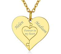 Custom4U Collier Amitié BFF Coeur Acier Inoxydable Nom à Graver