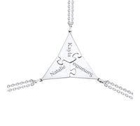 Custom4U Collier Amitié pour 3 Personnalisable,Pendentif Losange Puzzle Personnalisé Prénoms Acier Inoxydable avec Chaînes Ajustable,Bijoux BFF Best Friend Meuilleures Amies Femmes et Filles