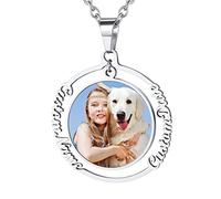 Custom4U Collier avec Photo Gravé Acier Inoxydable Pendentif Personnalisable Bijoux Prénom Gravure Porte Photo Cadeau Anniversaire pour Femme Fille