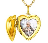 Custom4U Collier avec Photo Personnalisé Femme - Pendentif Porte Photo Or 18 Carats - Médaillon Coeur Argeng 925 Gravé Forever in My Heart Chaîne 55cm