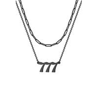 Custom4U Collier Chaîne de Trombone Double Rangs Numéro Angéliques 222/444/555/666/777/888/999 Acier Inoxydable Chaîne 2 Rangs Angéliques pour Femme Enfant Fille(Boîte Cadeau)