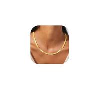 Custom4U Collier Femme Or Personnalisez 5 Noms Plaqué Or 14K Herringbone Serpent Chaîne Famille Bijoux Cadeau pour Femme Longueur Réglable 46 cm + 9 cm