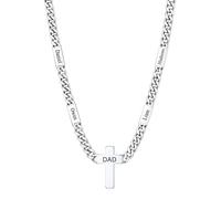Custom4U Collier Gravé Laser 5 Noms & Croix Acier Collier Homme 7mm Largeur 45cm+5cm Longueur Chaîne Bijou Homme Cadeau pour Frère Meilleur Ami Partenaire Fête des Pères
