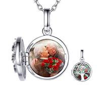 Custom4U Collier Pendentif Argent Arbre de Vie pour Femme avec Photo Dedans Personnalisable