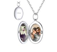 Custom4U Collier Pendentif Personnalisé 2 Photos Dedans Argent pour Femme
