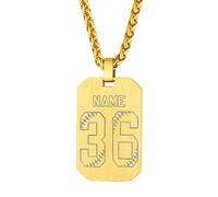 Custom4U Collier Pendentif Plaque Militaire Numéro Gravé Plaqué Or Acier Inoxydable Plaque d'Identité Militaire Personnalisée Prénom Cadeau Anniversaire