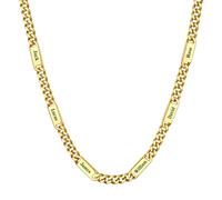 Custom4U Collier Personnalisé Homme 6 Prénoms - Chaine Or Acier Inoxydable Cubain Cadeau Souvenir 45cm