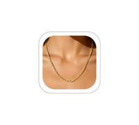Custom4U Collier Personnalisé Prénom Femme Chaîne Figaro Plaqué Or 14K