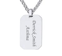 Custom4U Collier Plaque Militaire Personnalisable Homme Dog Tag à Graver Prénom Acier Inoxydable avec Chaine Réglable 55+5 cm