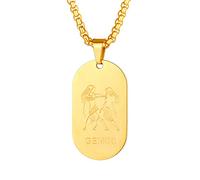 Custom4U Collier Plaque Signe Astrologique Lion Or Pendentif Zodiaque