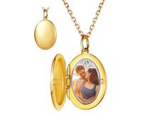 Custom4U Collier pour Femme Argent Personnalisé Photo Plaqué Or