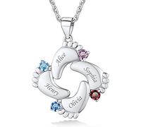 Custom4U Collier pour Mère Pendentif 4 Pieds de Bébé Prénom Personnalisé Argent 925