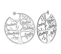 Custom4U Créole avec Prénom Gravé Boucle d'oreilles Arbre de Vie Acier Inoxydable/Or/Noir Personnalisé 1-8 Noms Bijoux Personnalisable pour Femme Maman (Boîte Cadeau)