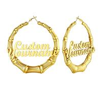 Custom4U Créoles avec Prénom Personnalisé Boucles d'Oreilles Noms Gravés Bijoux Presonnalisable pour Femme Fille