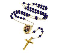 Custom4U Cutom4U Bijoux Collier Porte Photo Pendetif Croix Chretienne Rosaire Photo Personnalisable Bijoux Amulette Protection pour Lui Elle