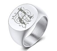 Custom4U Grande Bague Chevalière Homme Personnalisée Lettre A-Z Taille 66.5
