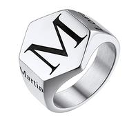 Custom4U Grande Chevalière avec Prénom à Graver Taille 72 Idée Cadeau Gothique Bijoux pour Papa Homme Garçon