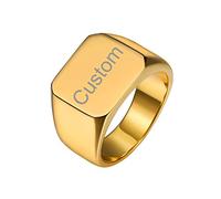 Custom4U Grande Chevaliere en Or Homme Gravé Prénom Acier Inoxydable Taille 72