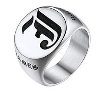 Custom4U Grande Chevaliere Monogramme Homme Acier Inoxydable Personnalisable Bague Sceau Signet à Graver Idée Cadeau pour Anniversaire Noël Valentin 72