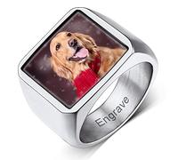 Custom4U Grande Chevalière Signet Photo à Personnaliser Homme Taille 69