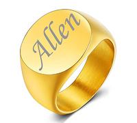 Custom4U Grosse Bague Signet Homme Personnalisé Acier Inoxydable Taille 69