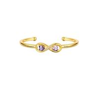 Custom4U Jonc Bracelet Infini Femme Prénoms Personnalisé Or Jonc Ouvert Réglable avec Pierre de Naissance Prénom Gravure Bijoux Pour Femme Fille Famille