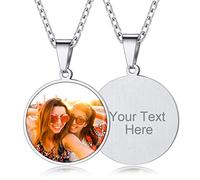 Custom4U Médaillon Personnalisé Photo et Prénom Acier Inoxydable Pendentif Personnalisable Photo