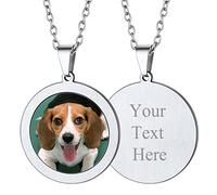 Custom4U Médaillon Prénom Gravure avec Photo Personnalisable Pendentif Personnalisé avec Photo Bijoux Gravé pour Homme Femme