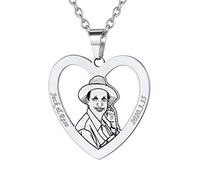 Custom4U Pendentif Portait Personnalisable Collier Prénom à Graver avec Photo Personnalisé Bijoux Memorial pour Homme Femme