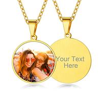 Custom4U Photo Personnalisable Collier Médaille Photo Rond Personnalisableavec Prénom