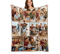 Custom4U Plaid Personnalisée avec Photo et Texte - Couverture Flanelle, Cadeau Personnalisé Maman, Couple, Famille, Copain- Idées de Cadeaux d'anniversaire, Cadeaux de Noël - 10 Photos