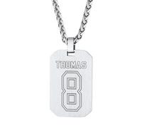 Custom4U Plaque Militaire Prénom à Graver Collier Pendentif Plaque Militaire Dog Tag Classique Numéro Personnalisable Collier Chaîne Réglable 55+5cm